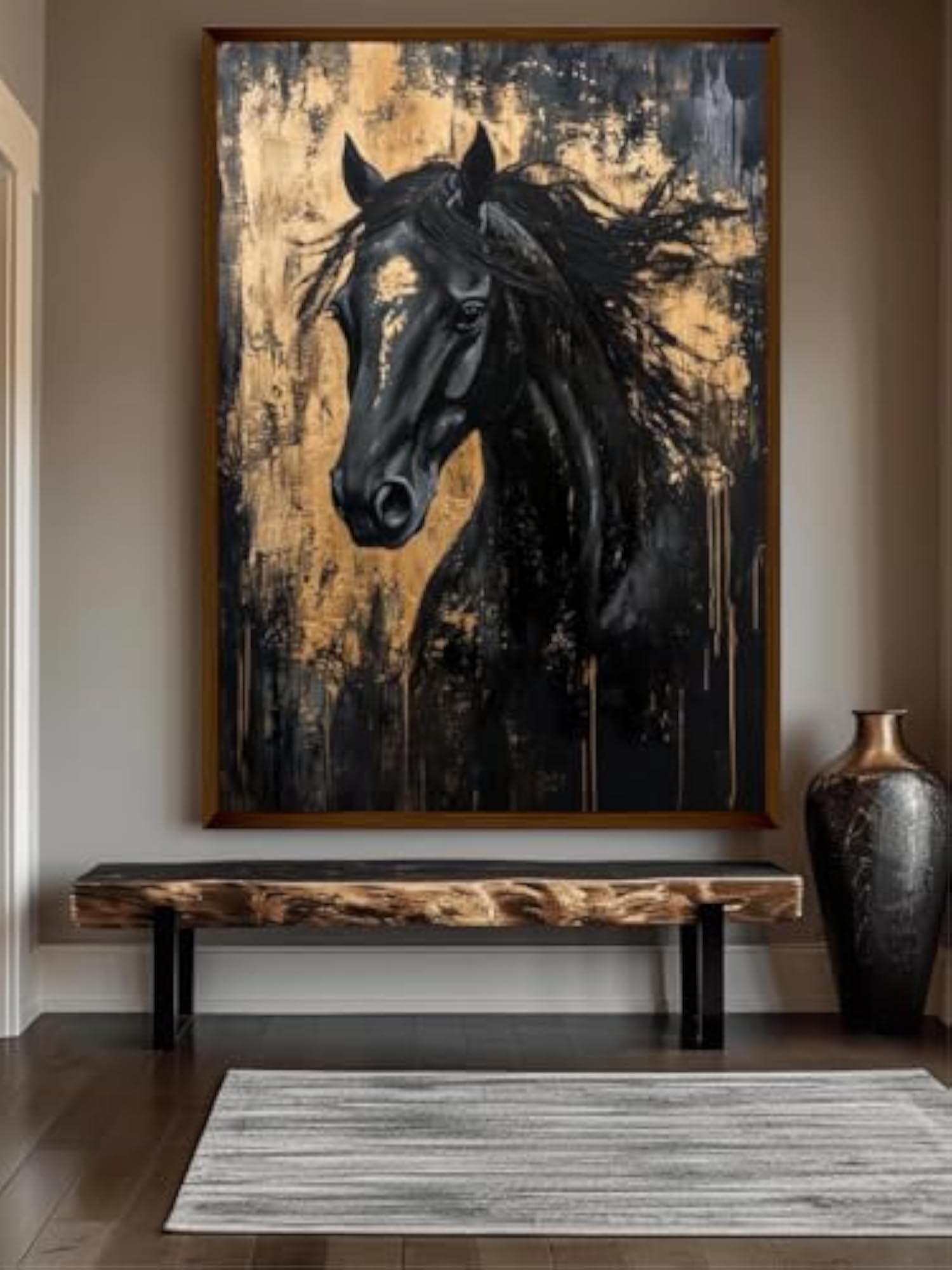Black Horse Canvas Wall Art