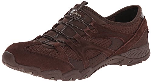 Skechers USA Women's Suede and Mesh Bungee Slip On Flat