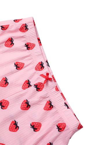 Image of Hilinker Womens Graphic Print Ribbed PJ Set Crop Cami Tops and Shorts Cute Pajamas Set