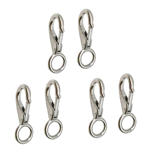 TopHomer 6PCS Fixed Spring Snap Leash Hook, Stainless Steel Mini Fixed Snap Shackle,Quick Release Shackles with Fixed Round Ring Marine Boat Rigging Hardware