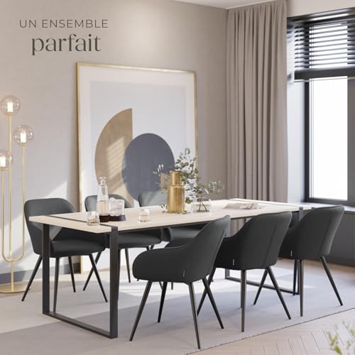 Chaise de salle à manger rembourrée en velours côtelé - vue 3