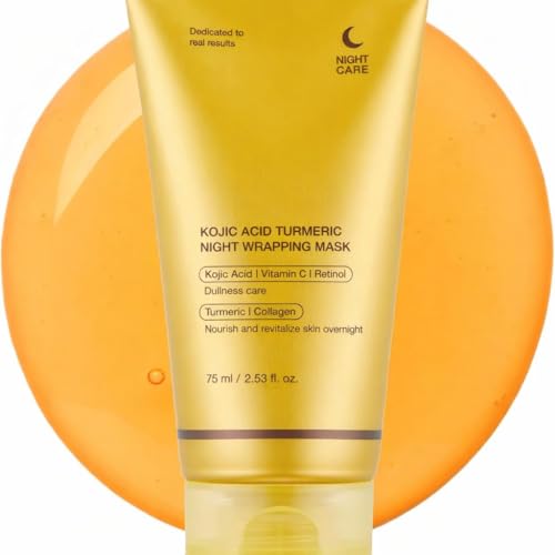 Image of Kojic Acid Turmeric Overnight Face Mask | Wrapping Peel Off Night Mask | Brightening & Hydrating Skincare Overnight Wrapping Peel Off Mask with Kojic Acid & Turmeric