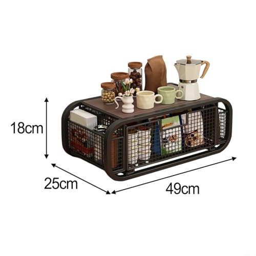 Boîte de rangement de table style tiroir en bois noble et cadre en fer D - 3