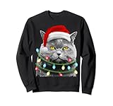 cat santa christmas tree lights xmas girls boys meowy catmas felpa