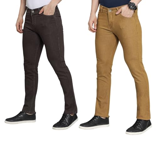 Image of DAIS Men's Stretchable Slim Fit Mid Rise Jeans, Pack of 2, (Combo of 2 Jeans)