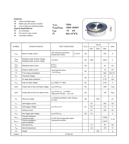 Thyristor de puissance KP500A2800V pour la commande de moteurs électriques - 3