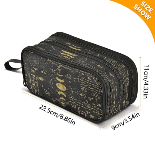 Image of ALAZA Sun Moon Astrology Boho Pencil Case Large Capacity Pencil Pouch Box Boys Girls School Supplies Pen Case Bag with Handle 3 Compartments Zipper