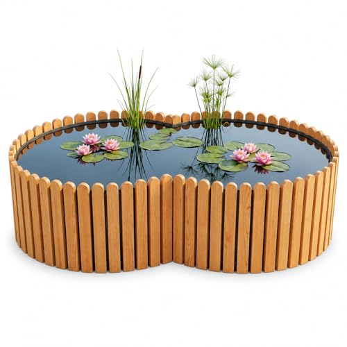 Beckmann Hochteich Lärche 160x100x44 cm 560 L I Holz Terrassenteich I Teichbecken & Fertigteich für den Garten I Winterfestes & langlebiges Komplettset inkl. Teichfolie