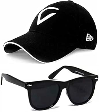 SELLORIA Boys Combo Pack of with Black Sunglass with Black Baseball Cap