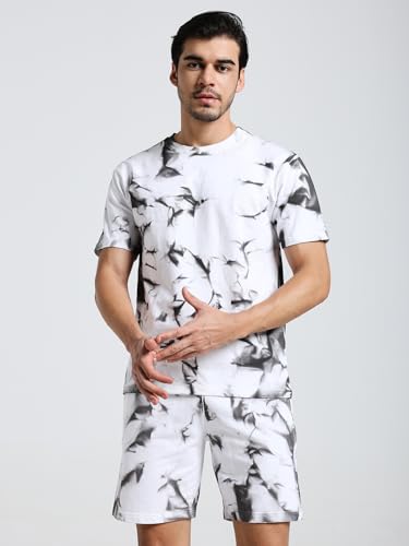 Image of Vogaan Men's Cotton Short Sleeve Tracksuit Summer T Shirt & Shorts Set with 2 Pockets || Casual Co-ord Sets