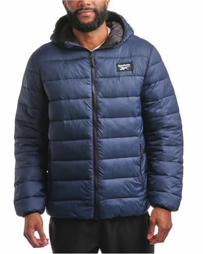 Reebok Men's Jacket – Lightweight Hooded Quilted Puffer Coat – Warm Insulated Winter Jacket for Men (S-4X)