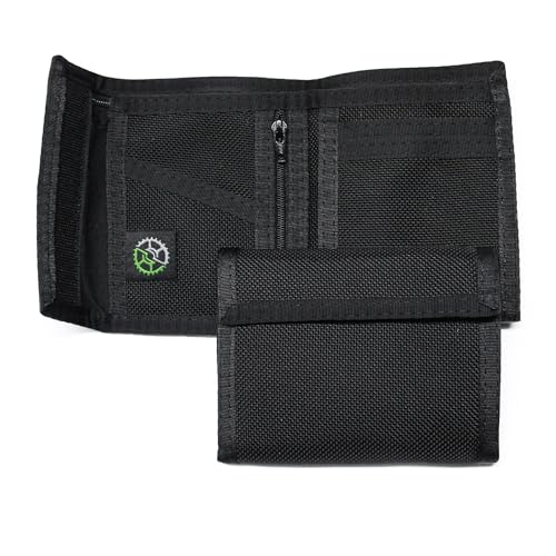 Ballistic Nylon Bifold Wallet with Zippered Coin Pocket (Black)