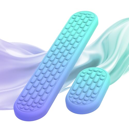 MoKo Reposamuñecas Ergonómico para Teclado y Ratón de Ordenador con Espuma Suave con Memoria, Aliviar el Dolor al Teclear, para Oficina, Trabajo, Juegos, Portátil, Gradiente Violeta Verde