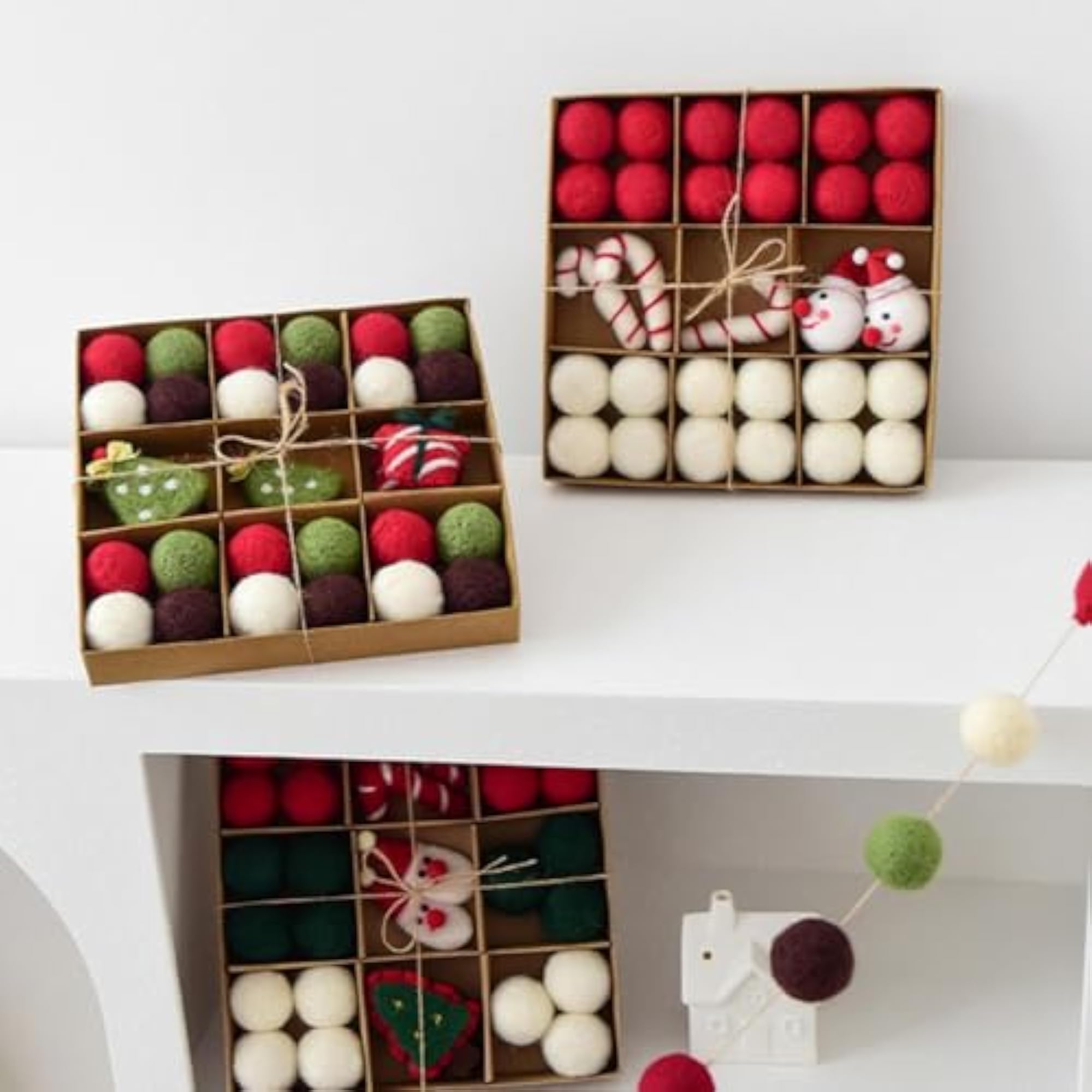 Christmas Felt Balls with Storage Case for Indoor Window