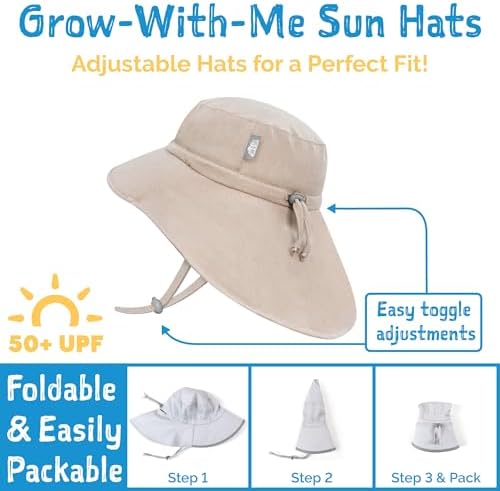 Jan & Jul Summer Xplorer Swim Hats for Toddler Boys with Wide Brim (M: 6-24 Months, Wheat) - 1