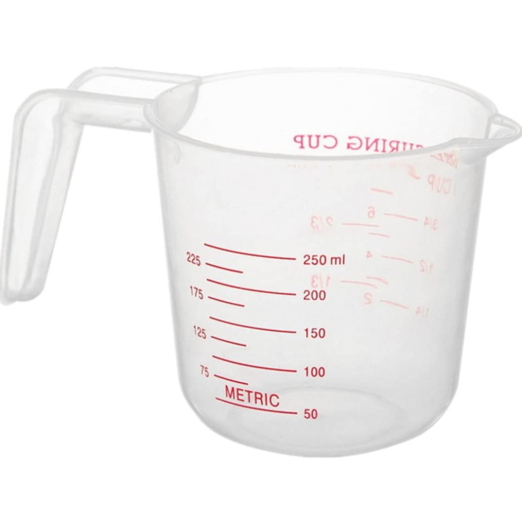 SunaOmni Plastic Measuring Cup With Scale Handle 250ml Transparent Measuring Cups Nesting Stackable Container for Liquids Dry Solid