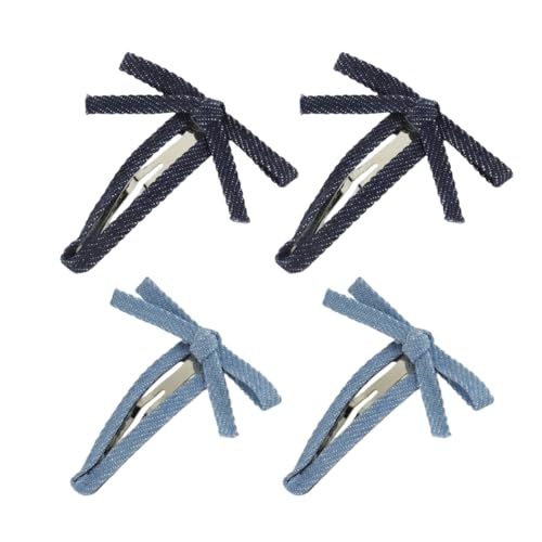 4 pinzas de cabello con moño de mezclilla miniatura 1