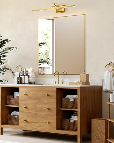 Image of VONLUCE 30 inch LED Bathroom Vanity Light, 3CCT Modern LED Vanity Lights with 360 Rotatable Head Swing Arm, 11.4W Bathroom Light Fixture Over Mirror, LED Lights for Bathroom Bedroom, Brushed Gold | 3CCT, Flicker-free, 360 Rotatable Head & Swing Arm, IP44 waterproof Bathroom Light Fixture Over Mirror for Bathroom, Picture