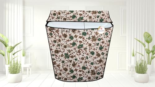 Image of Semi Automatic Washing Machine Cover for 6kg to 8kg Top Load | Waterproof & Dustproof Polyester Cover with Zip | Suitable with Samsung, LG, IFB, Bosch & More(51x 82 x 89 cm, Design 18)