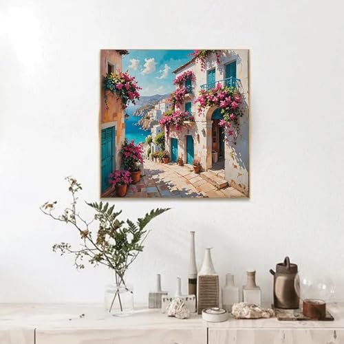 Diamond Art Kits for Adults Beginner, Seaside Scenery DIY Modern Diamond Painting Kits 5D Diamond Dots Gem Art Crafts with Tools,Round Full Drill Funny Crafts for Home Wall Decor&Gift-13.7x13.7in