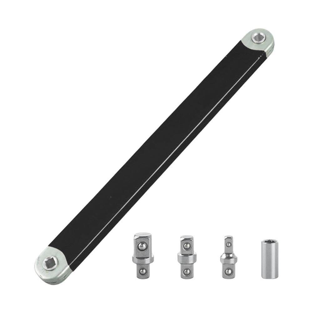 Set di chiavi a cricchetto offset 4 adattatori in acciaio legato for riparazioni auto(Black)