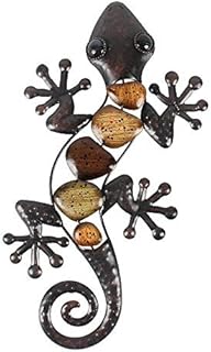 Liffy Metal Gecko Outdoor Wall Decor Lizard Garden Art Bronze Hanging Decorations for Patio or Fence, 15 Inches Long