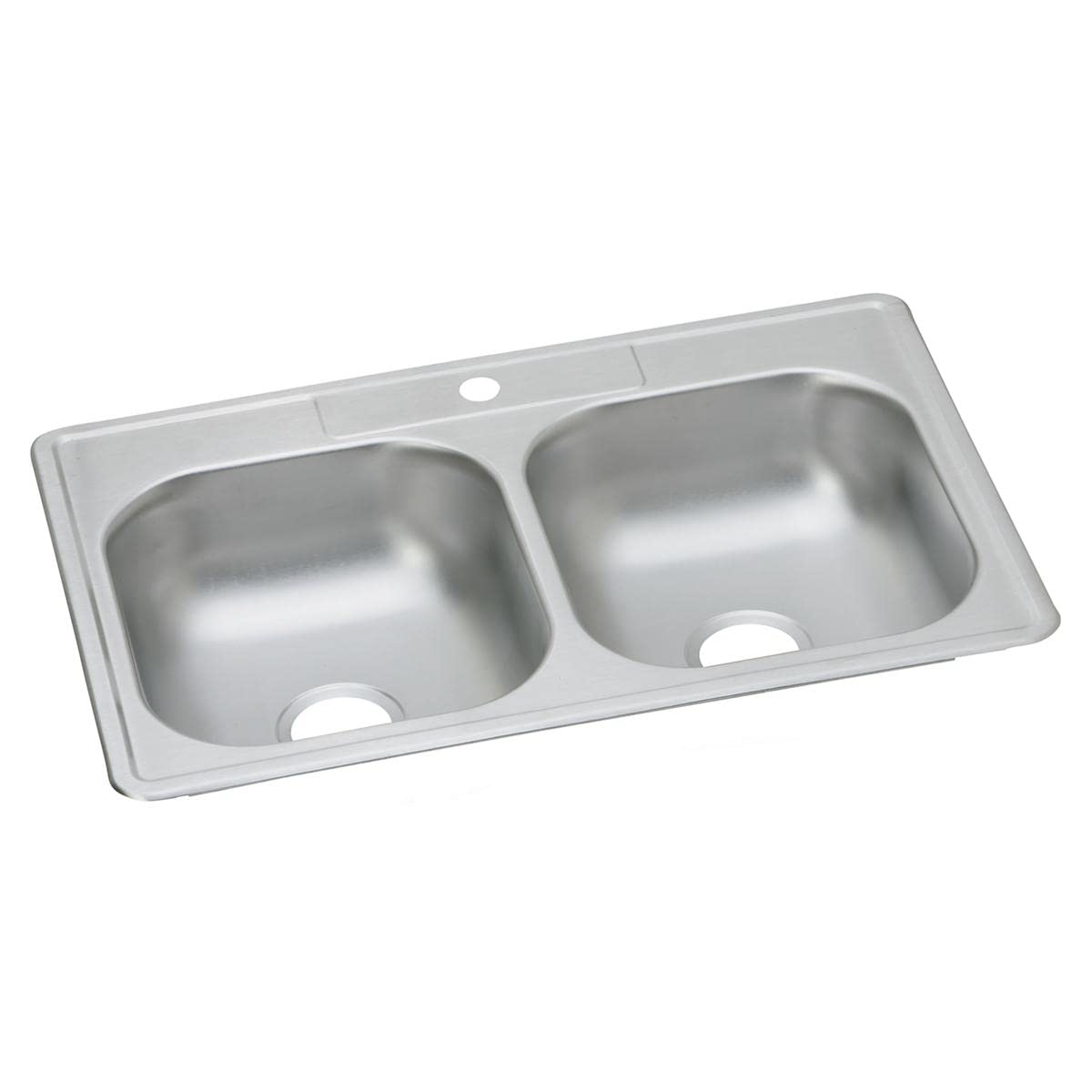 Dayton D233221 Equal Double Bowl Top Mount Stainless Steel Sink, 33 x 22 x 6.5