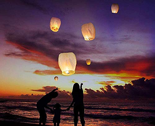 Swenafer 10-110 10-Pack White Chinese Lanterns You Can Use Sky Paper Lanterns To Easily Create A Chinese Or Japanese Style Festive Atmosphere thumb #5