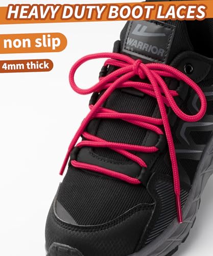 Image of Handshop 2 Pairs Round Boots Shoelaces, Heavy Duty Outdoor Shoe Laces | Replacement Shoestrings for Hiking, Running, Sporting Shoes and Work boots, Sturdy and Robust, 28 Colors, 30-63 inch Length