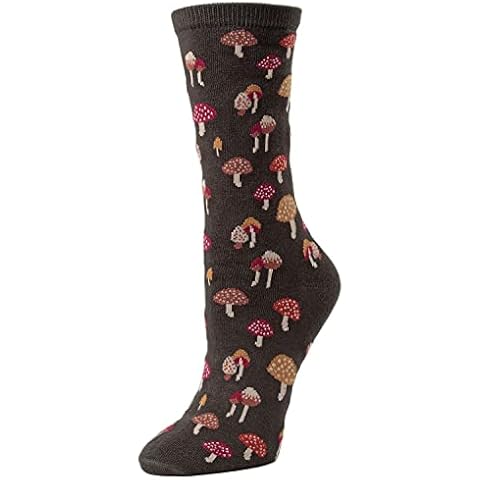 MeMoi Mushroom Field Crew | Fun Novelty Socks for Women - green - One Size Cover