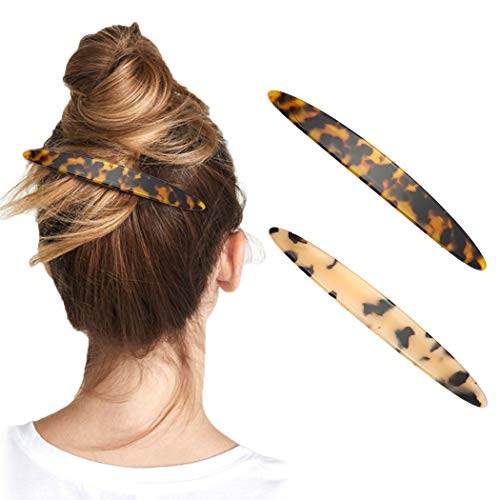 Briskaari Hair Barrettes Tortoiseshell Hair Clips Hair Pins Geometric Hair Accessories for Women and Girls (Pack of 2)