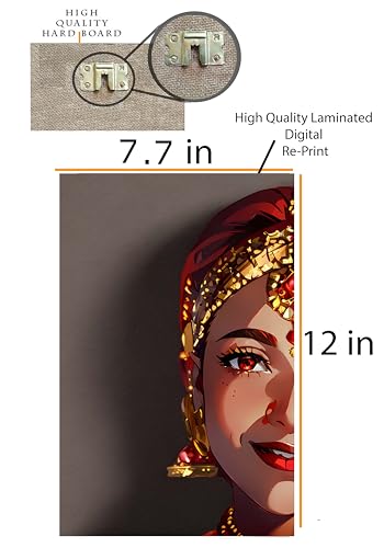 Image of Folk Art Laminated digital RePrint With Hardboard Fine Art Print Fine Art Print (10 inch X 7.5 inch) (Colorful Face)