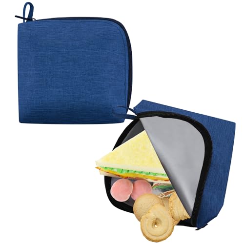 Moyad Bolsa Portabocadillos Reutilizable 2x Envoltorio Bocadillo, Bolsa Merienda Almuerzo Porta Sandwich de Mano Adultos Ecológico y Sin BPA (Azul 2Pack - L)