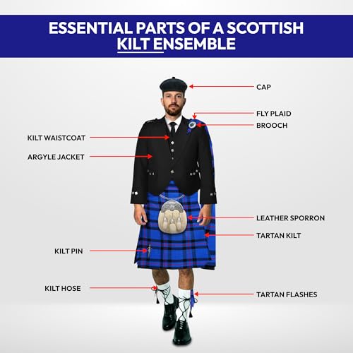 Image of 8 Yard Mens Kilt - Authentic Tartan Kilt for Men Highland Outfit for Weddings & Traditional Scottish Wear