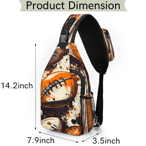 Sling Bag Crossbody Sling Backpack Hiking Daypack for Men Women Chest Bag for Travel Running Football Print Rugby2
