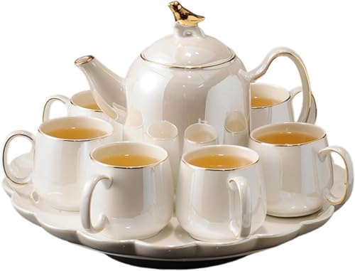 Danussi陶磁器ティーセット 回転式 茶器セット 8点セット 夫婦茶碗 おしゃれ ギフトボックス付き 結婚引き出物 新生活 結婚祝い・新築祝い (E)