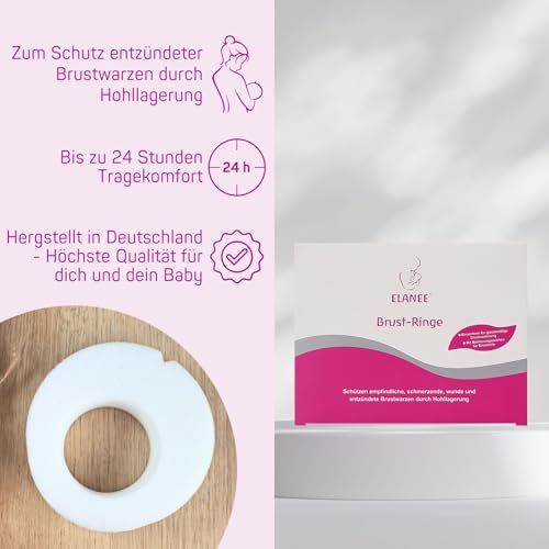 ELANEE Brust-Ringe, Schutz der Brustwarze BH-Kontakt durch Hohllagerung, ideal bei wunden, entzündeten Brustwarzen durch Stillen, 10 Stück (222-00)