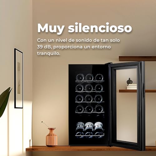 Miniatura 4 de Evvo Vinoteca Vt15 - Enfriador De Botellas De Vino, Nevera Pequeña 15 Botellas, Enfriador De Vino Silencioso, Control Táctil, Luz Led, Botellero Vertical, Temperatura Ajustable 5-18 C Reacondicionado