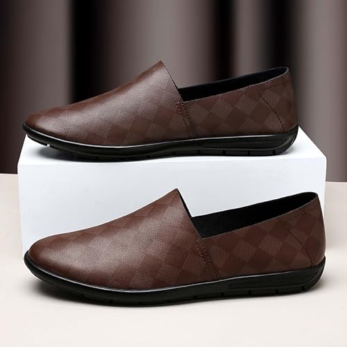 Men's Premium Leather Loafers Fashion Simple Square Flat Casual Shoes Lightweight Shoes Soft Wear-Resistant Non-Slip for Driving3