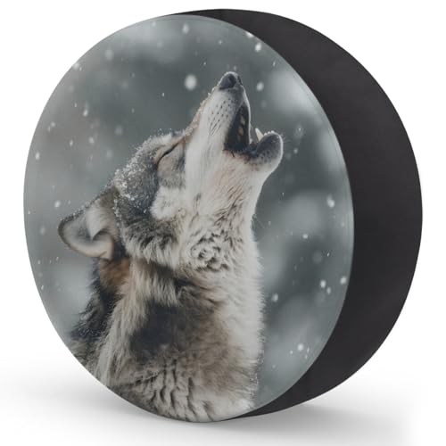 Image of Spare Tire Cover for RV Trailer, Animal Wolf Tire Covers Universal Fit for Travel Trailer Camper Jeep RV SUV Truck Waterproof Wheel Cover (17 inch for Diameter 31 inch - 33 inch)