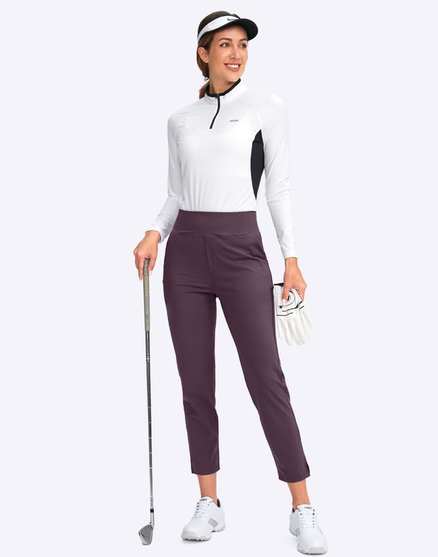 Image of YYV Women's Golf Pants High Waist Stretch Ankle Pants with Pockets