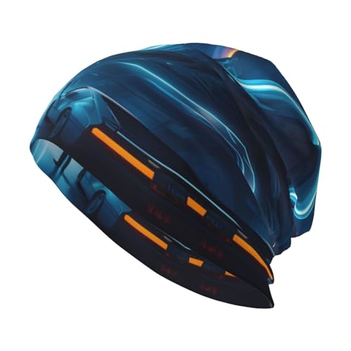 WBQLSL Gorro de punto sin ala con diseño de ciencia ficción futuro: gorro cálido para el hogar, viajes, viajes y esquí, color negro