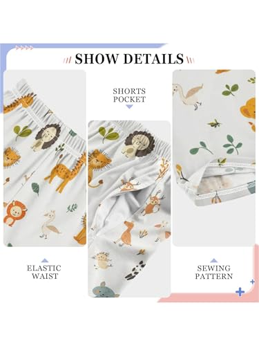 Cute Animals in The Zoo Boys Pants for Kids Jogger Pants with Pockets S4