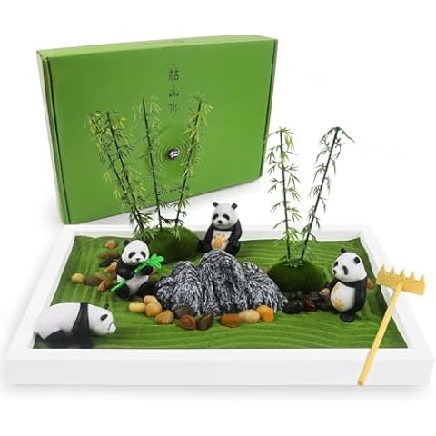 Panda Mini Zen Garden for Desk 11" x 8" Automatic Zen Garden Sand Bowl Japanese Desk Decor Zen Garden Accessories Kit Zen Decor Panda Gifts Rake Home Decor Room Decor Cover
