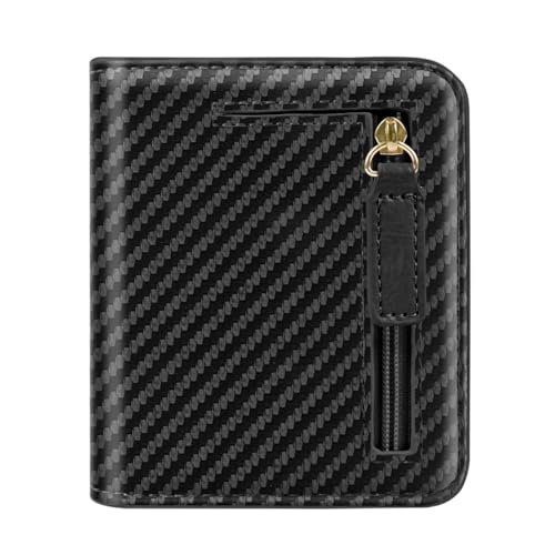 Image of Small Carbon Fiber Wallet Thin Credit Card Holder Pocket Mini Purse | Compact Slim RFID Blocking Wallets Bifold Pocket Card Holders for Women and Men for Travel & Daily Use, Carbon Fiber