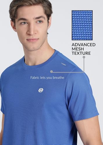 Image of Pump'd Men's Solid Textured Activewear Regular Fit Sports | Activewear | Running | Gym | Plain T-Shirt | Round Neck