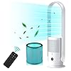 Ultty Bladeless Tower Fan, Bladeless Fan with Air Purifier, Ultra Queit with Remote, Touch, Timer, HEPA Filter, 80cm Oscillating 9 Speeds, 3 Modes, CR022D White