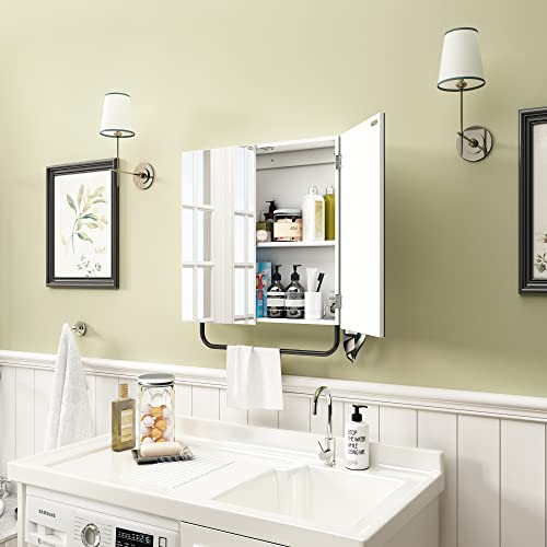 Hlr Medicine Cabinet With Mirror, Wall Mounted With Removable Towels Bar And Side Hook, Mirror Cabinet For Bathroom, Living Room, Bedroom #TOP1