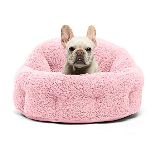 Best Friends by Sheri OrthoComfort Deep Dish Cuddler, Self-Warming Joint-Relief Cat and Dog Bed, Machine Washable, For Pets up to 35 lbs. - Jumbo, Pink Sherpa 24x24x13.5"