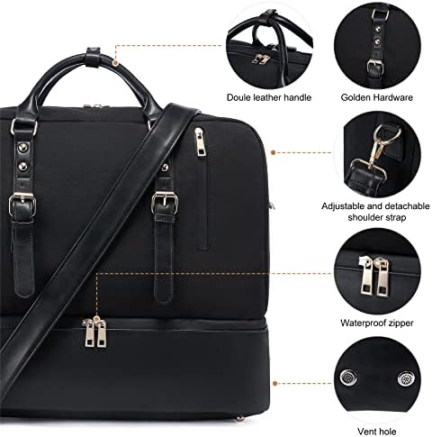 LOVEVOOK Travel Bags for Women Leather Duffle Bags for Men with Lock, Large Overnight Weekender Bag with Separate Shoe Compartment & 15.6 Inch Laptop Compartment,Stylish Carry On Bag with Toiletry Bag 5 LOVEVOOK Travel Bags for Women Leather Duffle Bags for Men with Lock, Large Overnight Weekender Bag with Separate Shoe Compartment & 15.6 Inch Laptop Compartment,Stylish Carry On Bag with Toiletry Bag